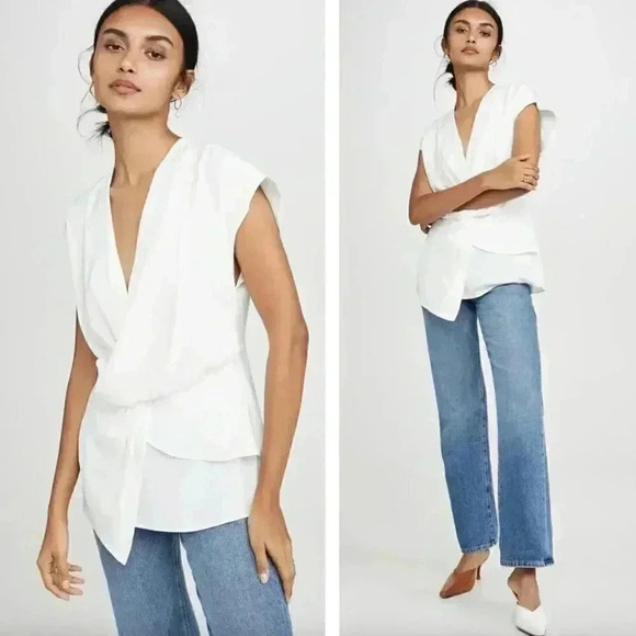 NWT Acler Collins Twist Blouse in Ivory White Sleeveless Neutral Contemporary - Picture 1 of 7